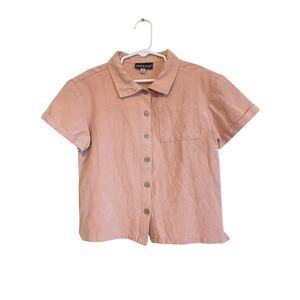 Andy & Evan short sleeve buttondown shirt solid blush pocket collared Size 7